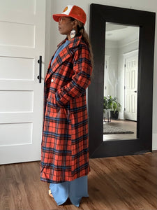 Plaid Double Breasted Coat