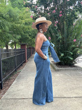 Load image into Gallery viewer, Bow Front Denim Jumpsuit