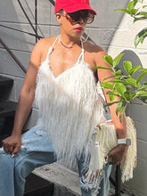 Load image into Gallery viewer, Fuzzy Fringe Open Back Top