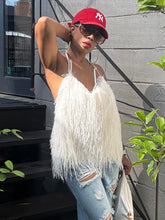 Load image into Gallery viewer, Fuzzy Fringe Open Back Top