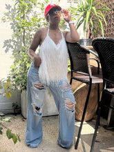 Load image into Gallery viewer, Distressed Light Flare Hem Jeans-READ SIZING
