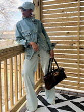 Load image into Gallery viewer, High Neck Asymmetric Denim Jacket