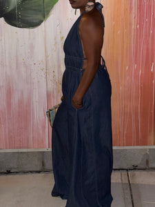 Denim Halter Palazzo Jumper