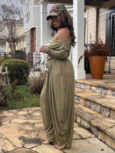 Load image into Gallery viewer, Slouchy Off Shoulder Jumpsuit - Olive