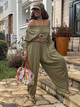 Load image into Gallery viewer, Slouchy Off Shoulder Jumpsuit - Olive
