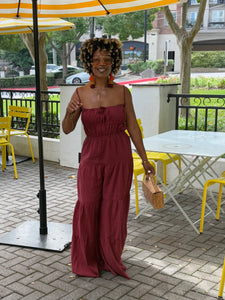 Crinkle Gauze Tiered Jumpsuit