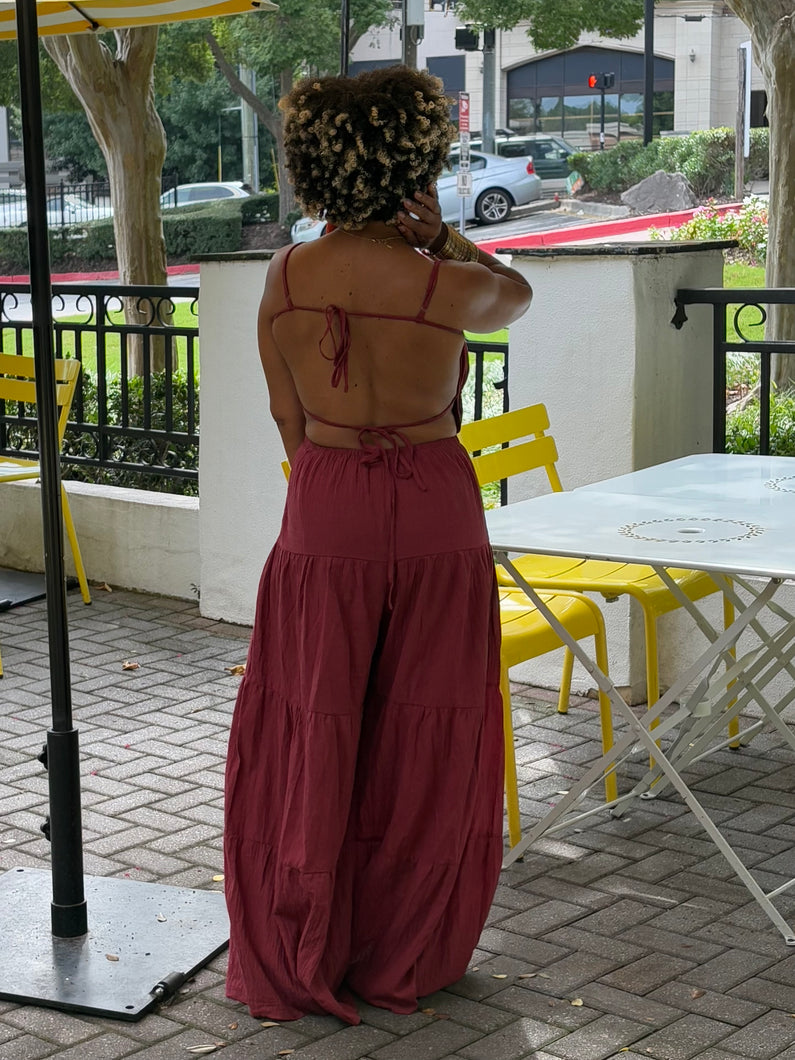 Crinkle Gauze Tiered Jumpsuit