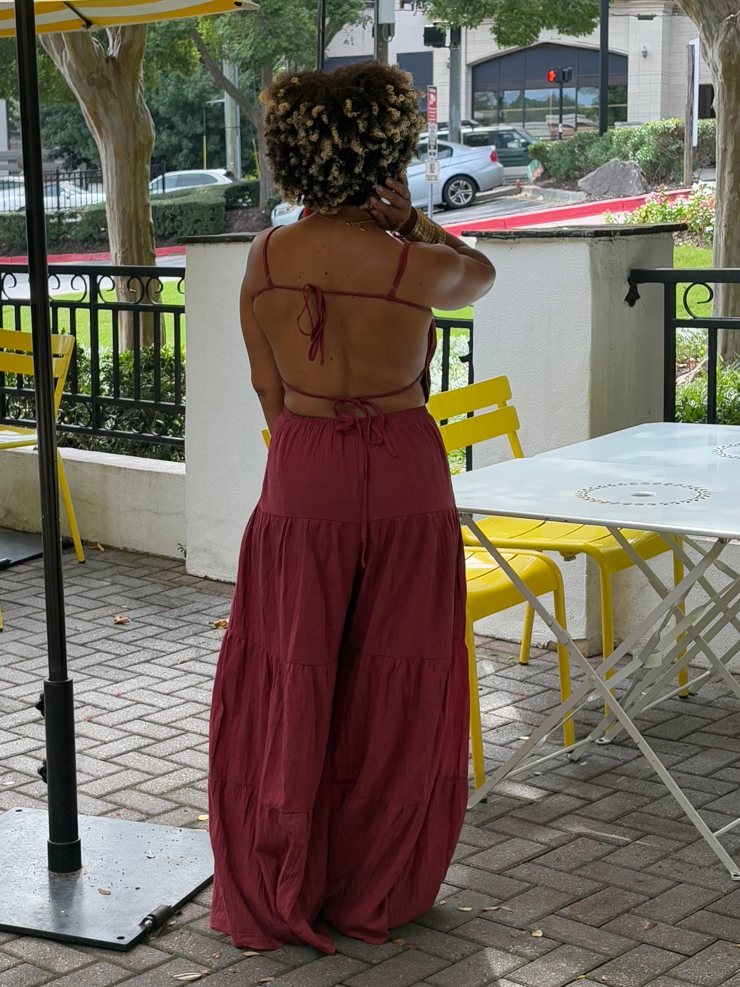 Crinkle Gauze Tiered Jumpsuit