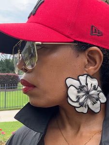 Trimmed Fabric Flower Earrings