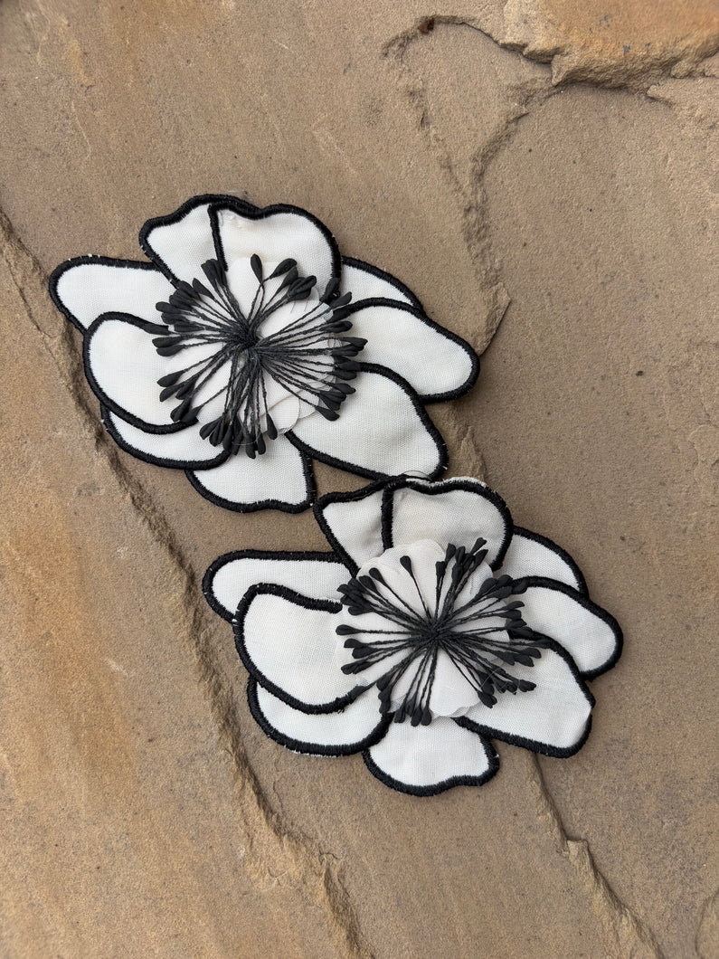 Trimmed Fabric Flower Earrings