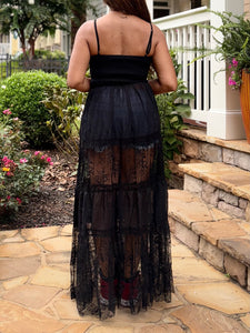 Sheer Paneled Lace Maxi Top