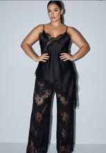 Load image into Gallery viewer, Asymmetric Satin Cami &amp; Lace Pant Set