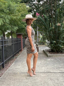 Leopard Denim Asymmetric Mini