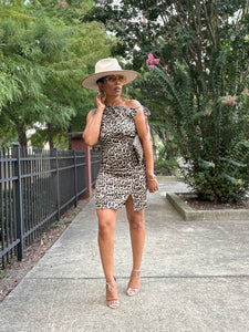 Leopard Denim Asymmetric Mini