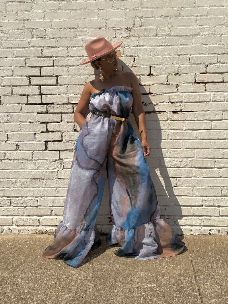 Abstract Organza Jumpsuit