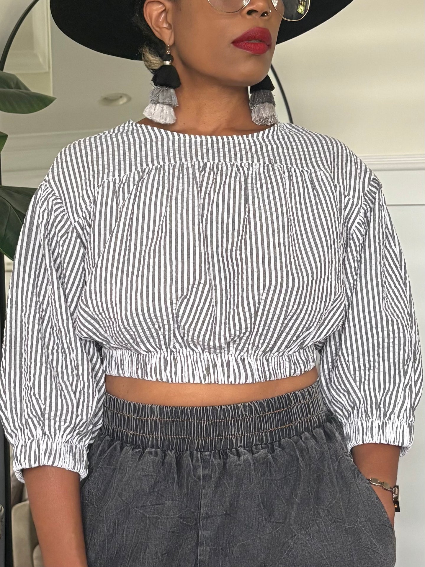 Pinstripe Seersucker top