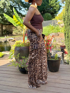 Leopard Printed Sequin Cargo Slack