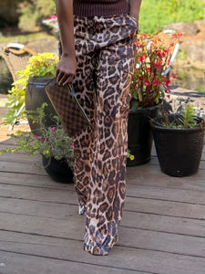 Leopard Printed Sequin Cargo Slack