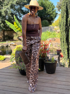 Folded Knit Tube Top - Brown
