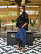 Load image into Gallery viewer, Lace Hem Cropped Denim Pant