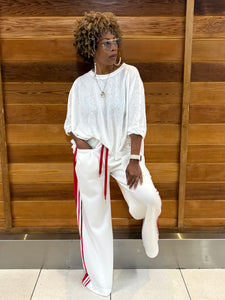 Creamy Racer Striped Pant