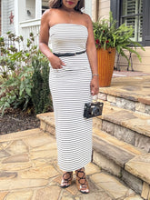 Load image into Gallery viewer, Pencil Belt Striped Skirt Set