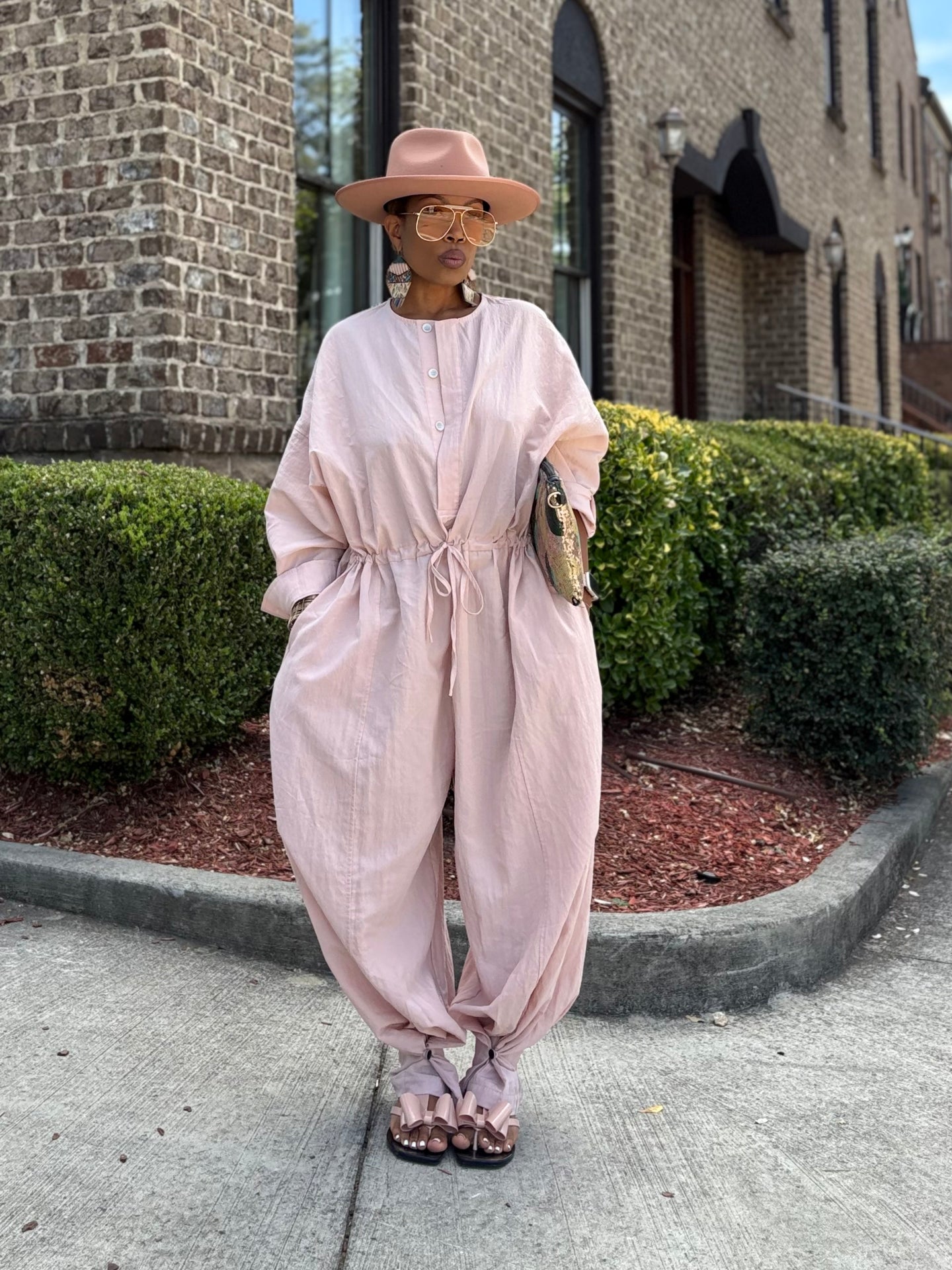 Oversized Balloon Jumpsuit - Blush