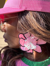 Load image into Gallery viewer, Trimmed Fabric Flower Earrings - Pink