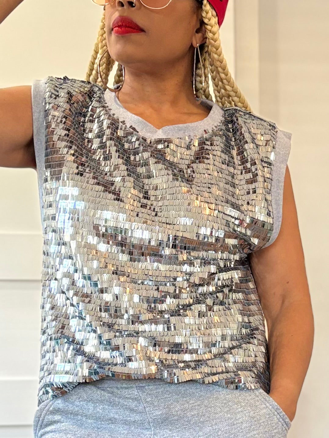 Square Shingle Sequin Top