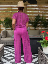 Load image into Gallery viewer, Lace Cargo Lounge Set - Magenta