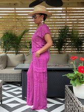 Load image into Gallery viewer, Lace Cargo Lounge Set - Magenta