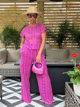 Load image into Gallery viewer, Lace Cargo Lounge Set - Magenta