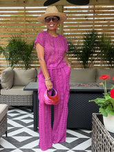 Load image into Gallery viewer, Lace Cargo Lounge Set - Magenta