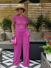 Load image into Gallery viewer, Lace Cargo Lounge Set - Magenta
