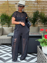 Load image into Gallery viewer, Lace Cargo Lounge Set - Black