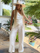 Load image into Gallery viewer, Asymmetrical Striped Flowy Pant
