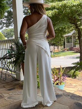 Load image into Gallery viewer, Linen Drawstring One Shoulder Top