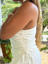 Load image into Gallery viewer, Linen Drawstring One Shoulder Top