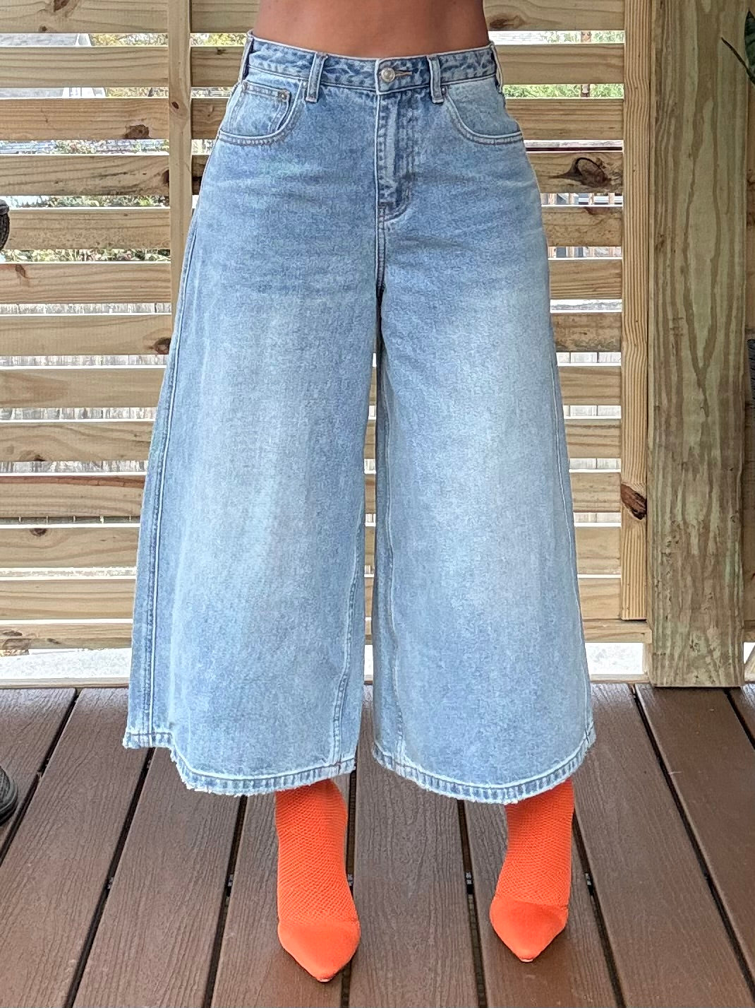 Denim Wide Leg Culottes