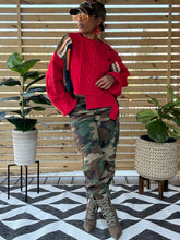 Load image into Gallery viewer, Side Button Utility Sweater - Red