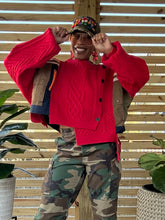 Load image into Gallery viewer, Side Button Utility Sweater - Red