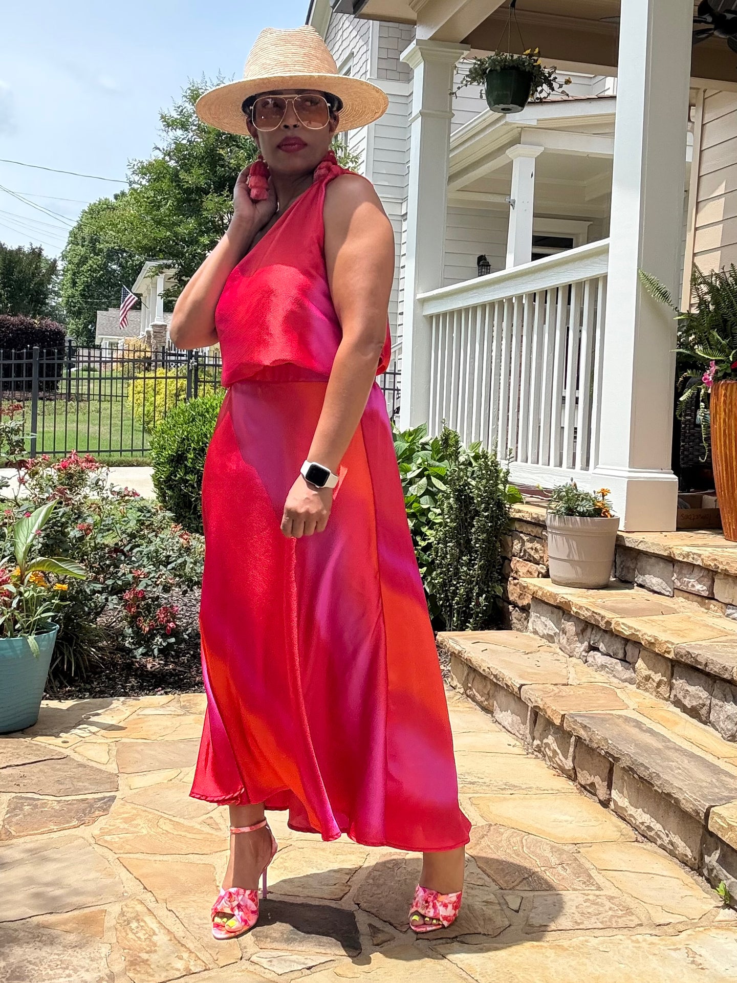 Textured Ombré Knot Top/Skirt Set