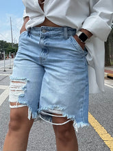 Load image into Gallery viewer, Distressed Mid Waist Bermuda