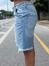 Load image into Gallery viewer, Distressed Mid Waist Bermuda