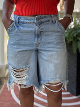 Load image into Gallery viewer, Distressed Mid Waist Bermuda
