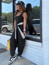 Load image into Gallery viewer, Racer Stripe Sleeve Tie Jumper - Black