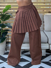 Load image into Gallery viewer, Pleated Detachable Skirt Pant - Cider