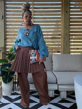 Load image into Gallery viewer, Pleated Detachable Skirt Pant - Cider