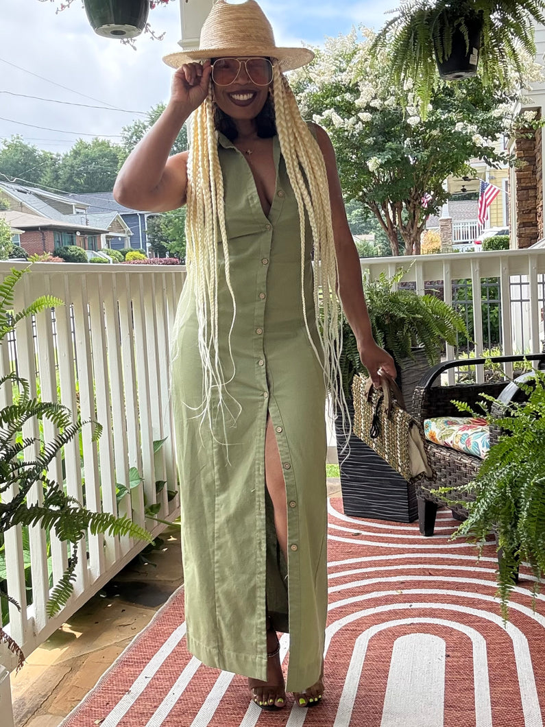 Linen Slim & Sleeveless Dress - Read Sizing