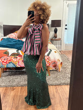 Load image into Gallery viewer, Pussy Bow Striped Bubble Top - Pink/Green